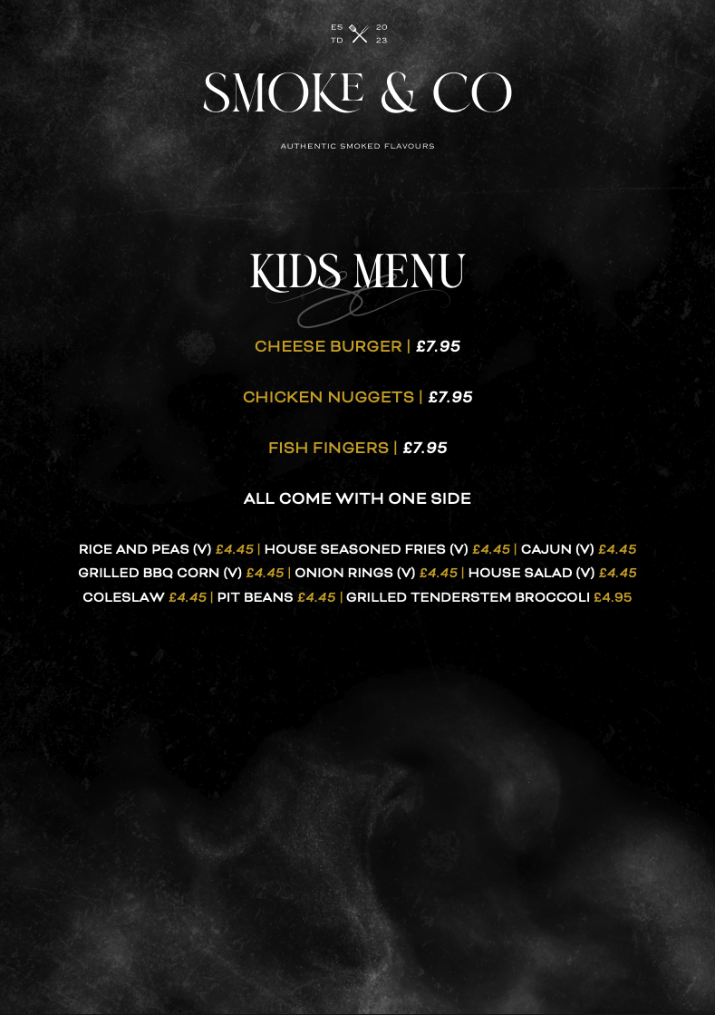 Kids menu